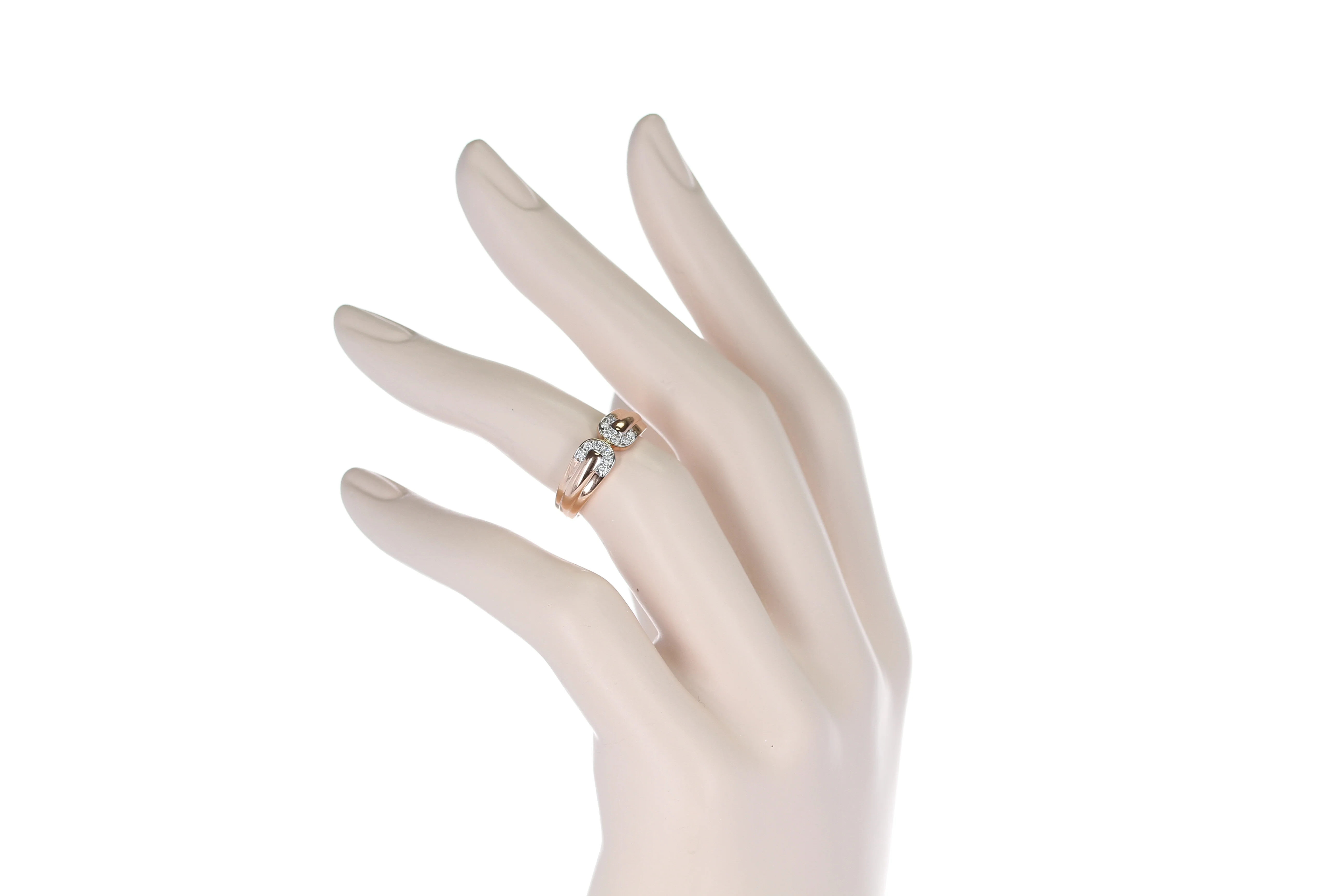 Double C Diamond Band, 14K Rose Gold