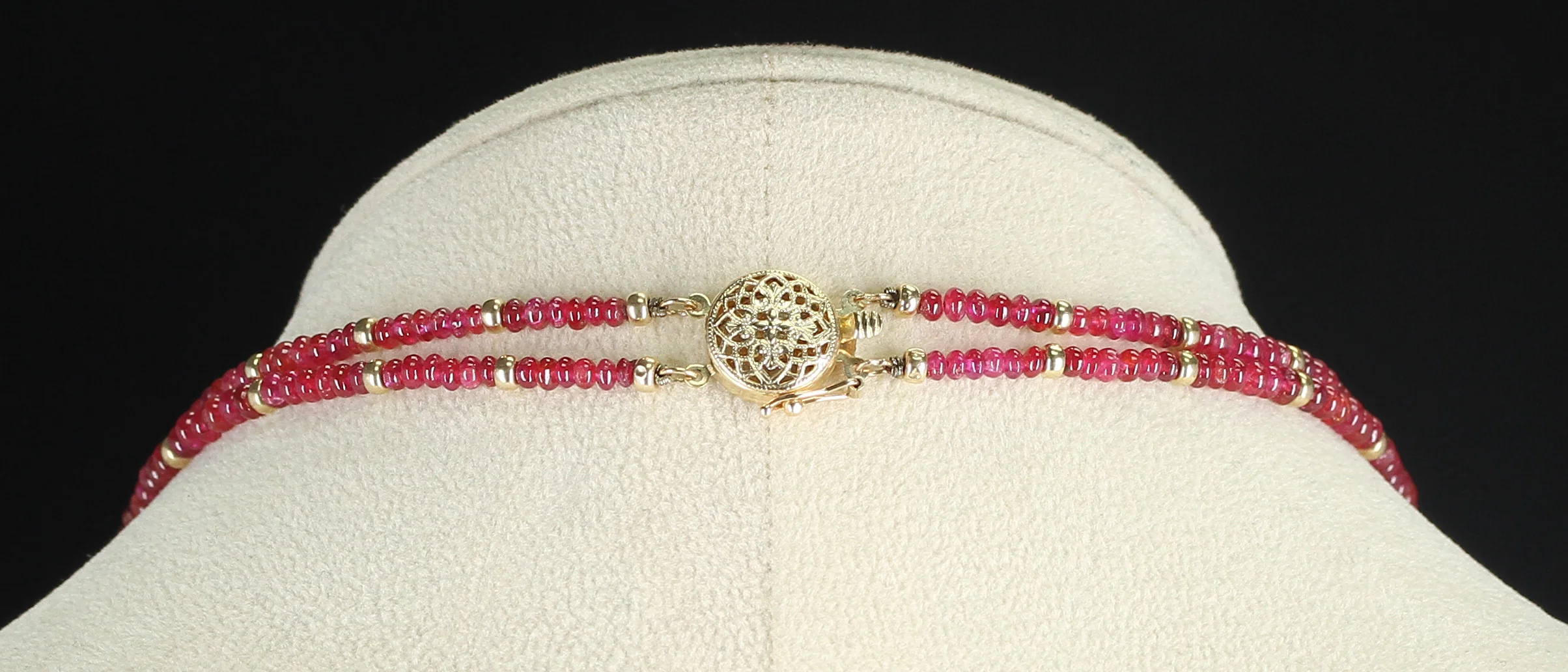 Plain & Smooth Ruby Beads with 14K Gold Beads