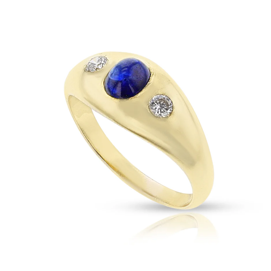 Sapphire Cabochon and Diamond Vintage Ring