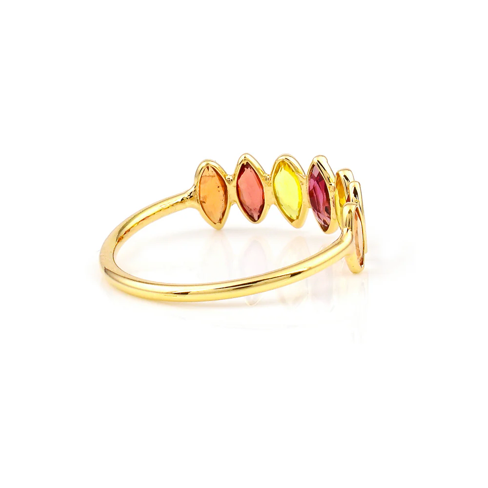 Multi Sapphire single Layer Band, 18K Gold