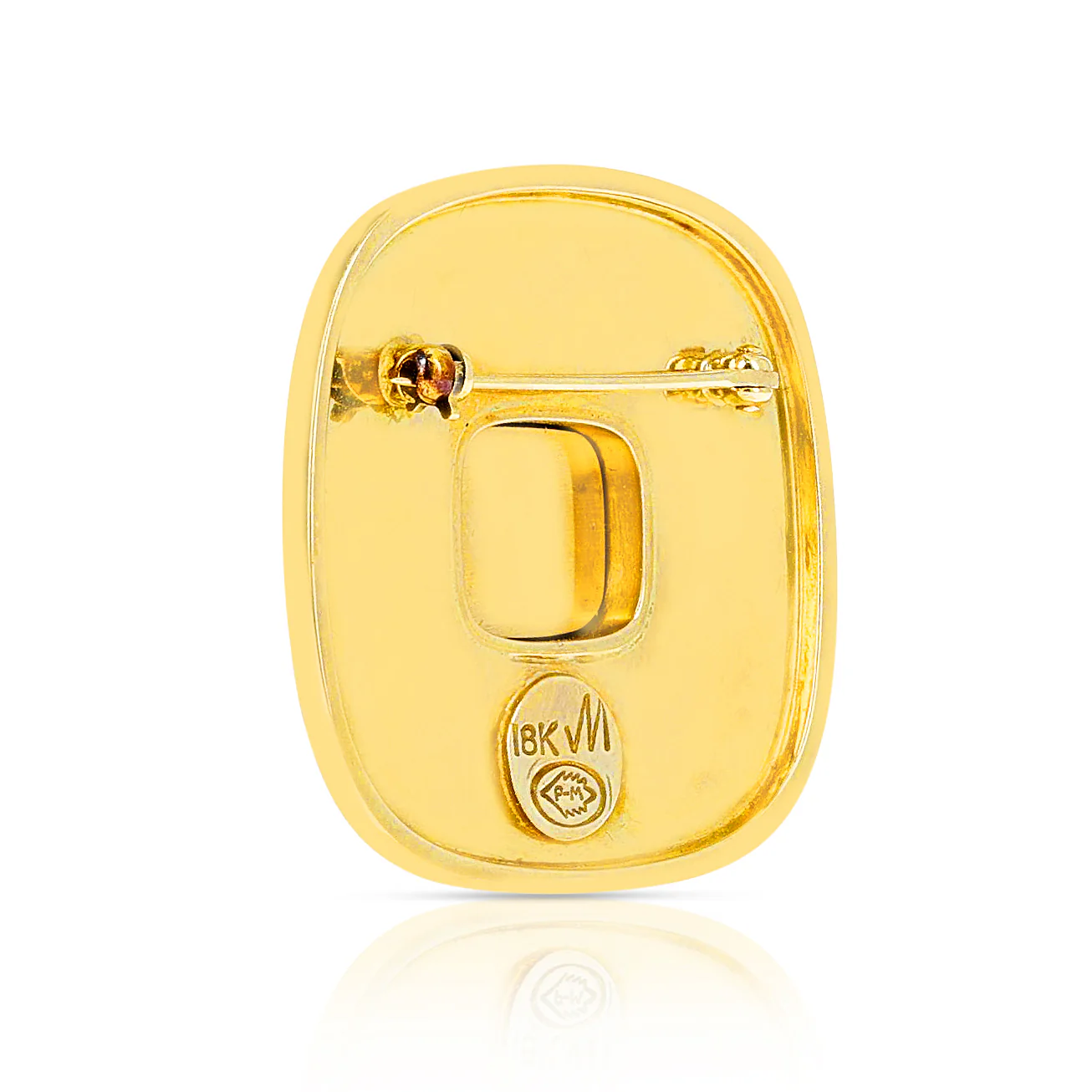 Square Opal Star Brooch Pin, 18 Karat Yellow Gold