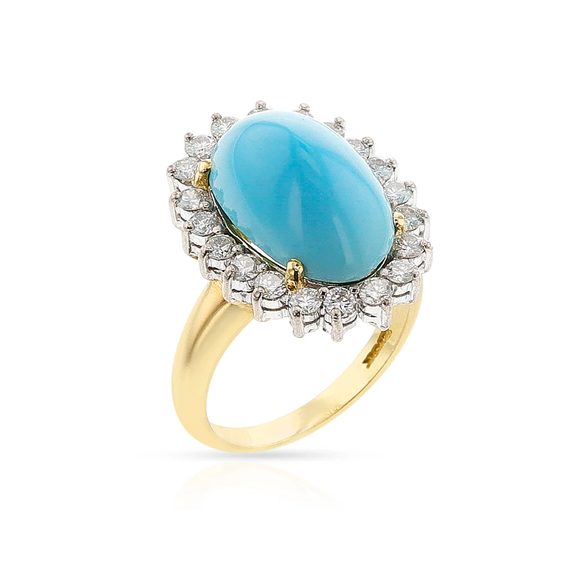 Oval Turquoise Cabochon and Diamond Ring, 18k