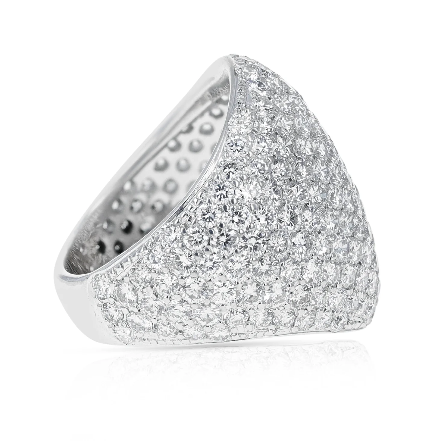 3.50 carats 201 Round White Diamonds Bombe Cocktail Ring, 18 Karat White Gold