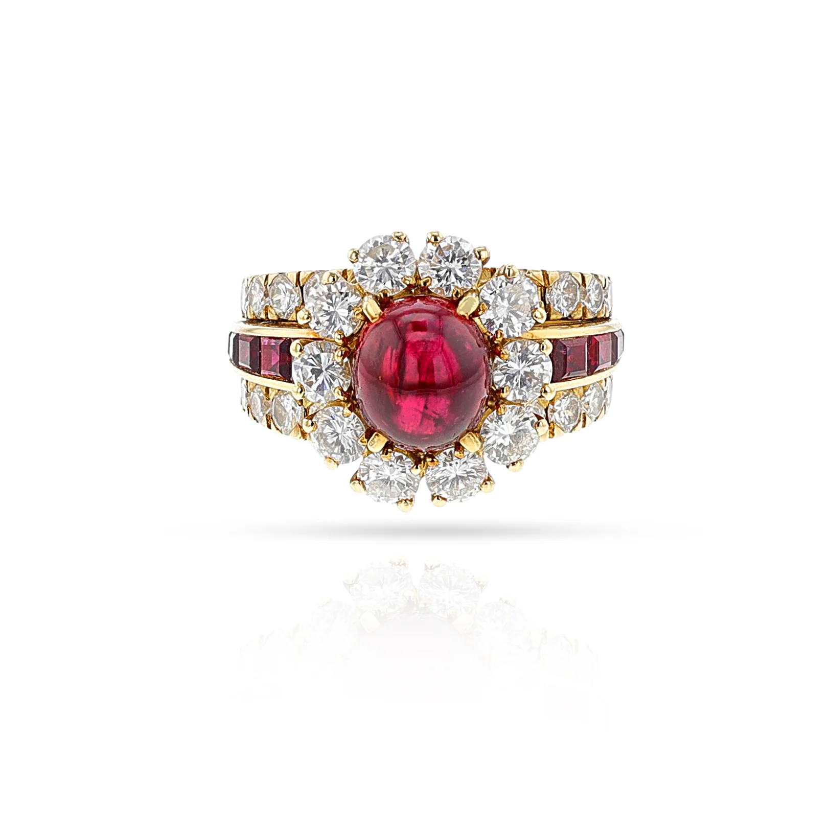 Van Cleef & Arpels Ruby Cabochon and Diamond Ring, 18k