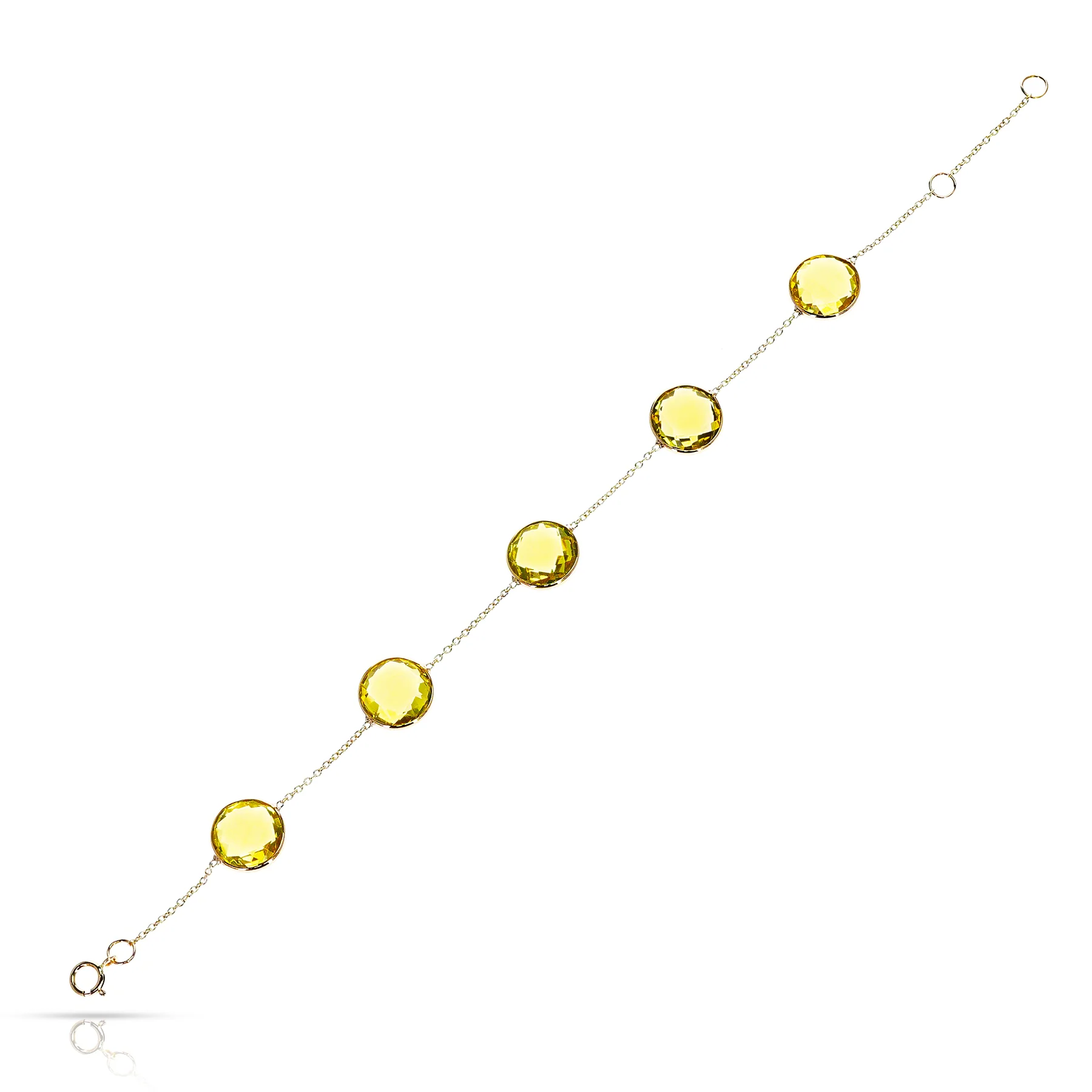 Round Yellow Topaz Adjustable Bracelet, 18k Yellow Gold