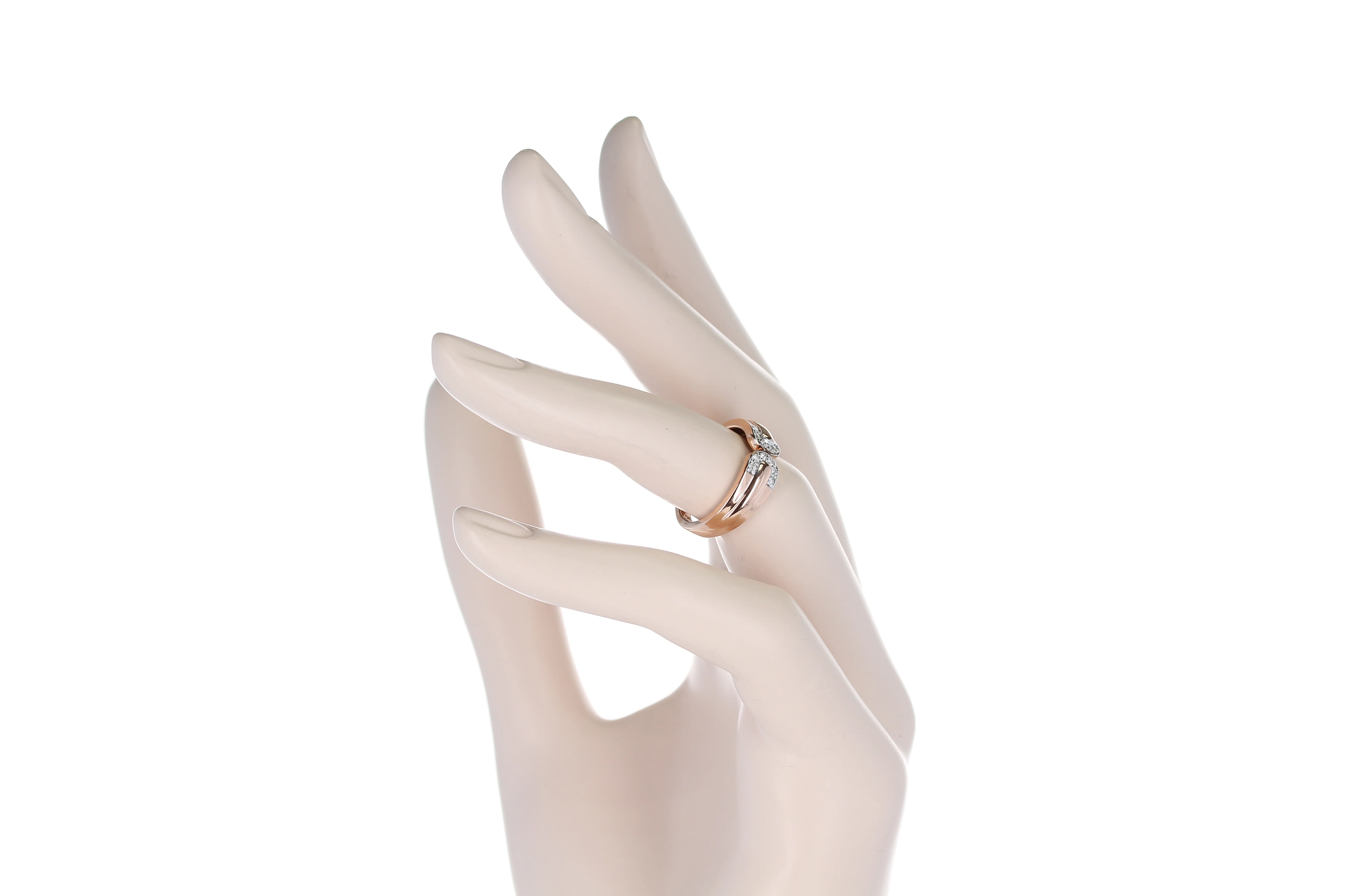 Double C Diamond Band, 14K Rose Gold