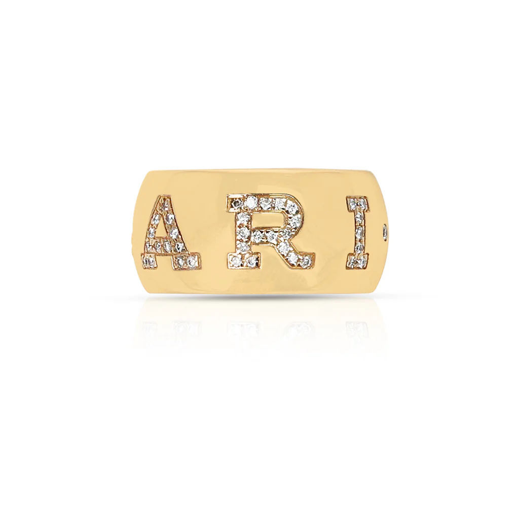 BVLGARI Diamond Letter Band Ring, 18K Gold