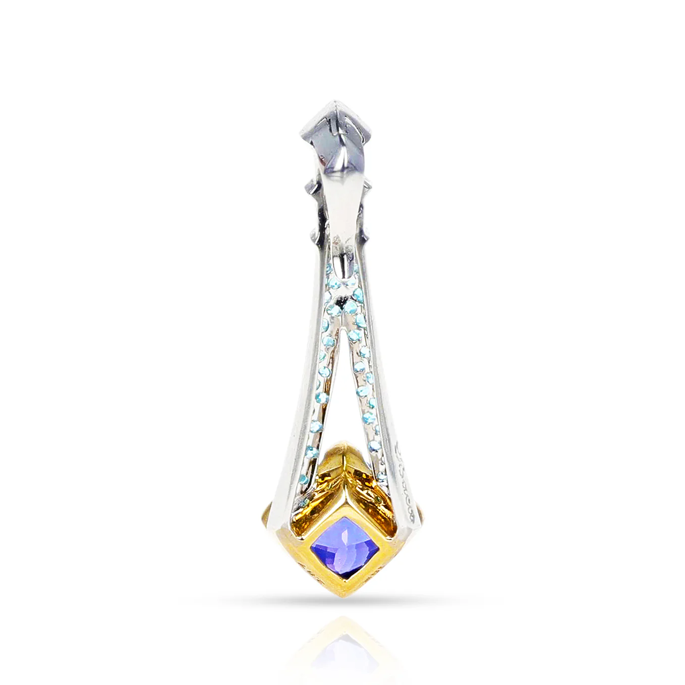 Tanzanite Pendant with Brazilian Paraiba Tourmaline and Diamonds, 18k