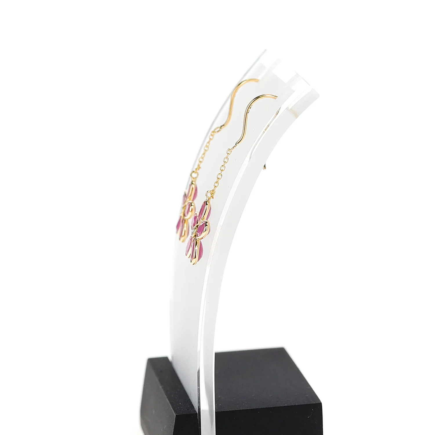 Dangling Ruby Floral Earring with Diamond, 18K