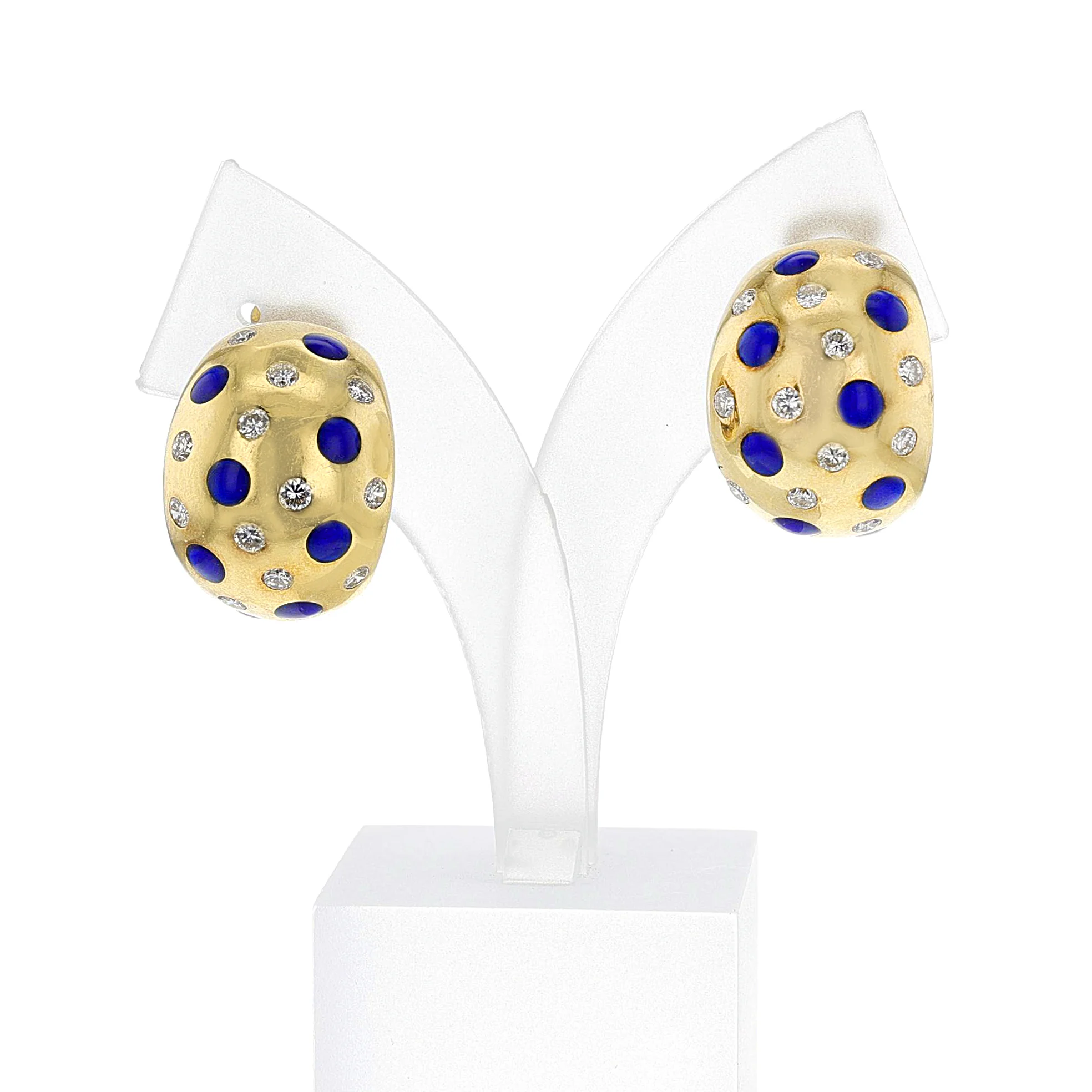 Van Cleef & Arpels Plique a Jour Enamel and Diamond Earring and Ring Set, 18k