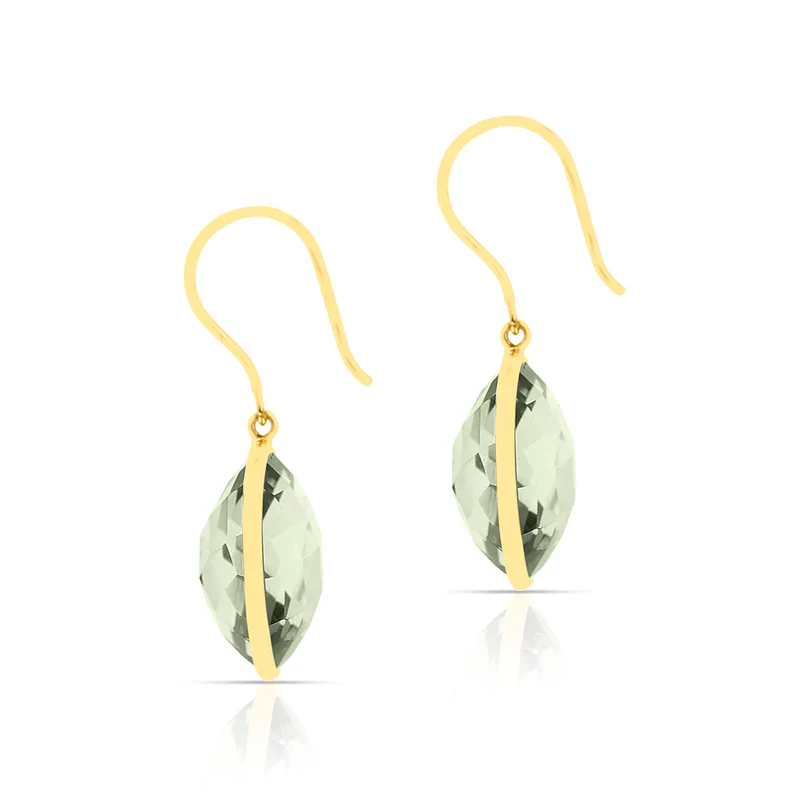 Amethyst Round Shape Dangling Earrings made in 18 Karat Yellow Gold.