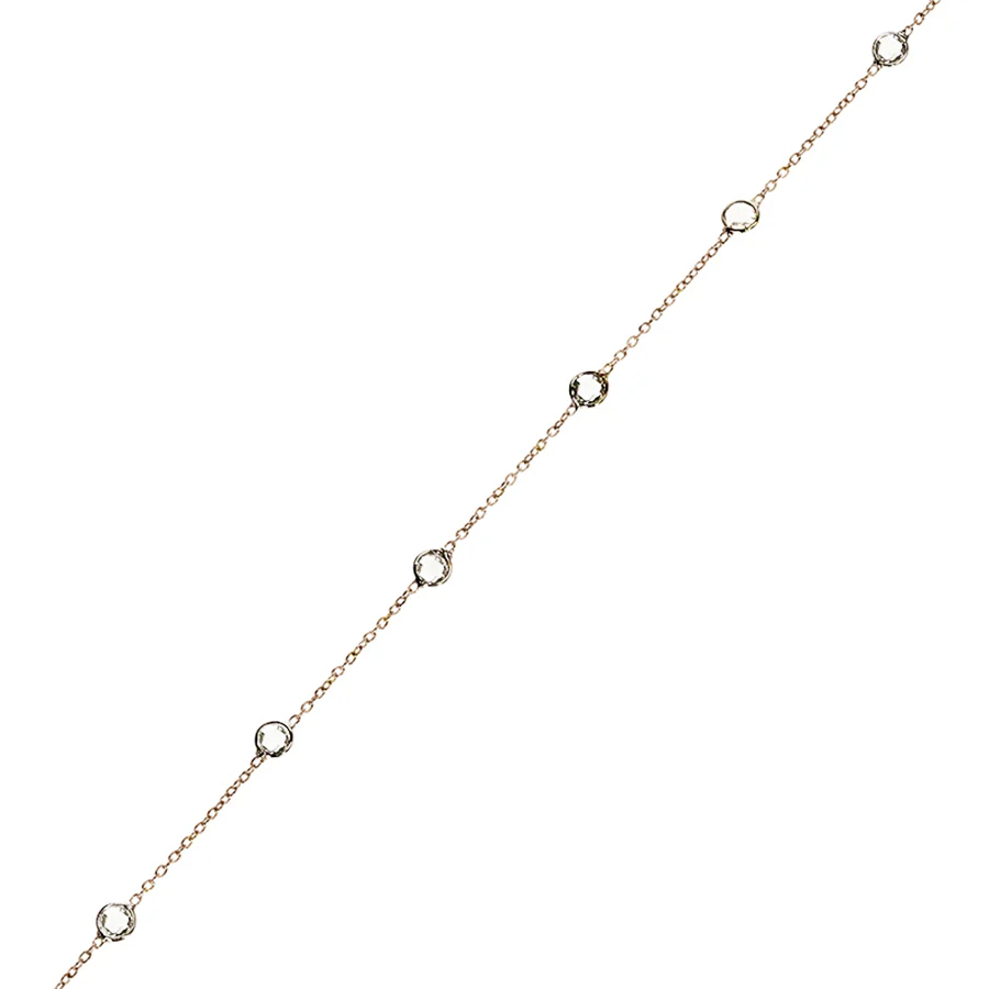 Round Diamond Rose Cut Tennis Bracelet, 18k Yellow Gold