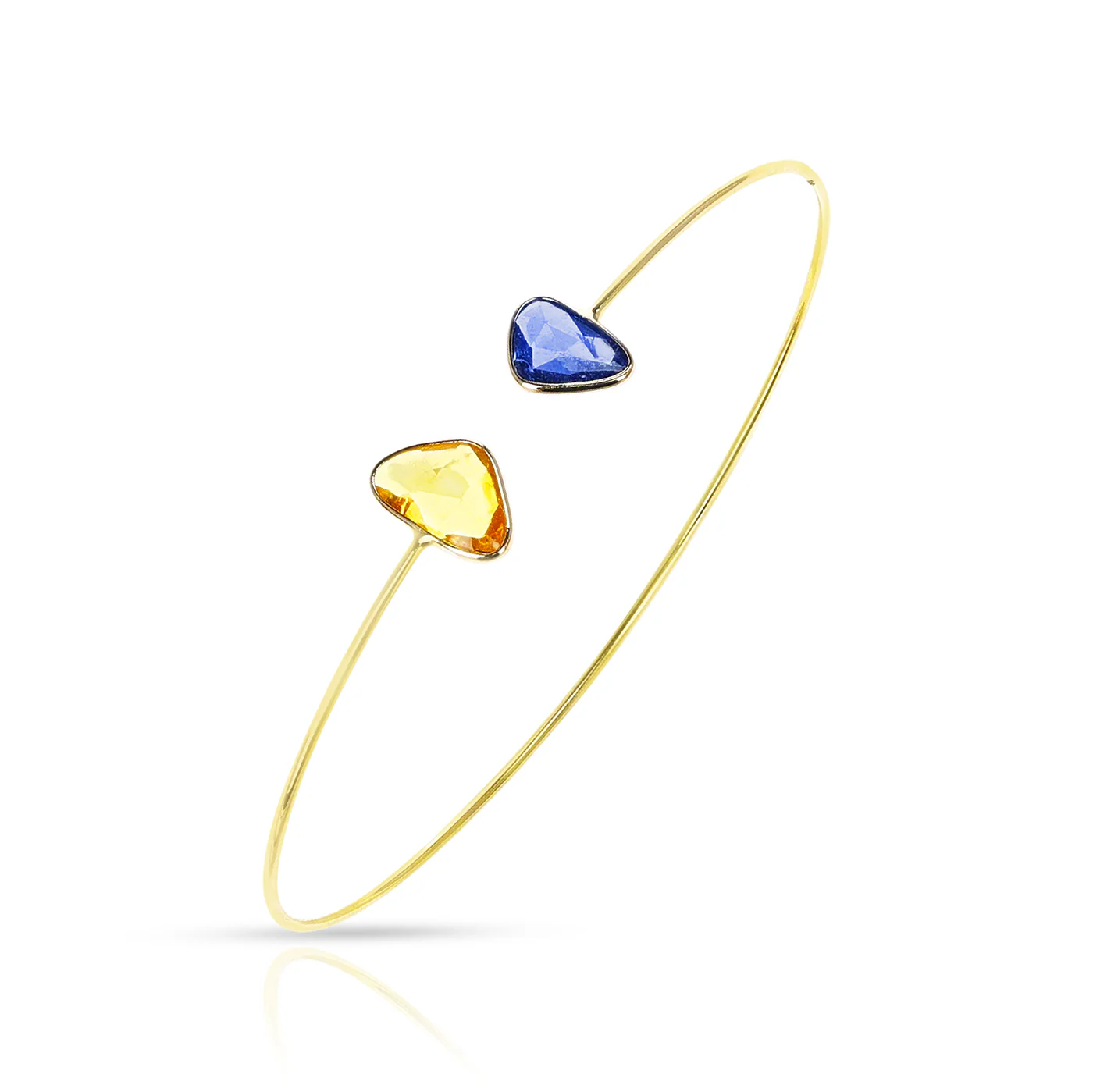 Mixed Shape Blue and Yellow Sapphire Bangle, 18k