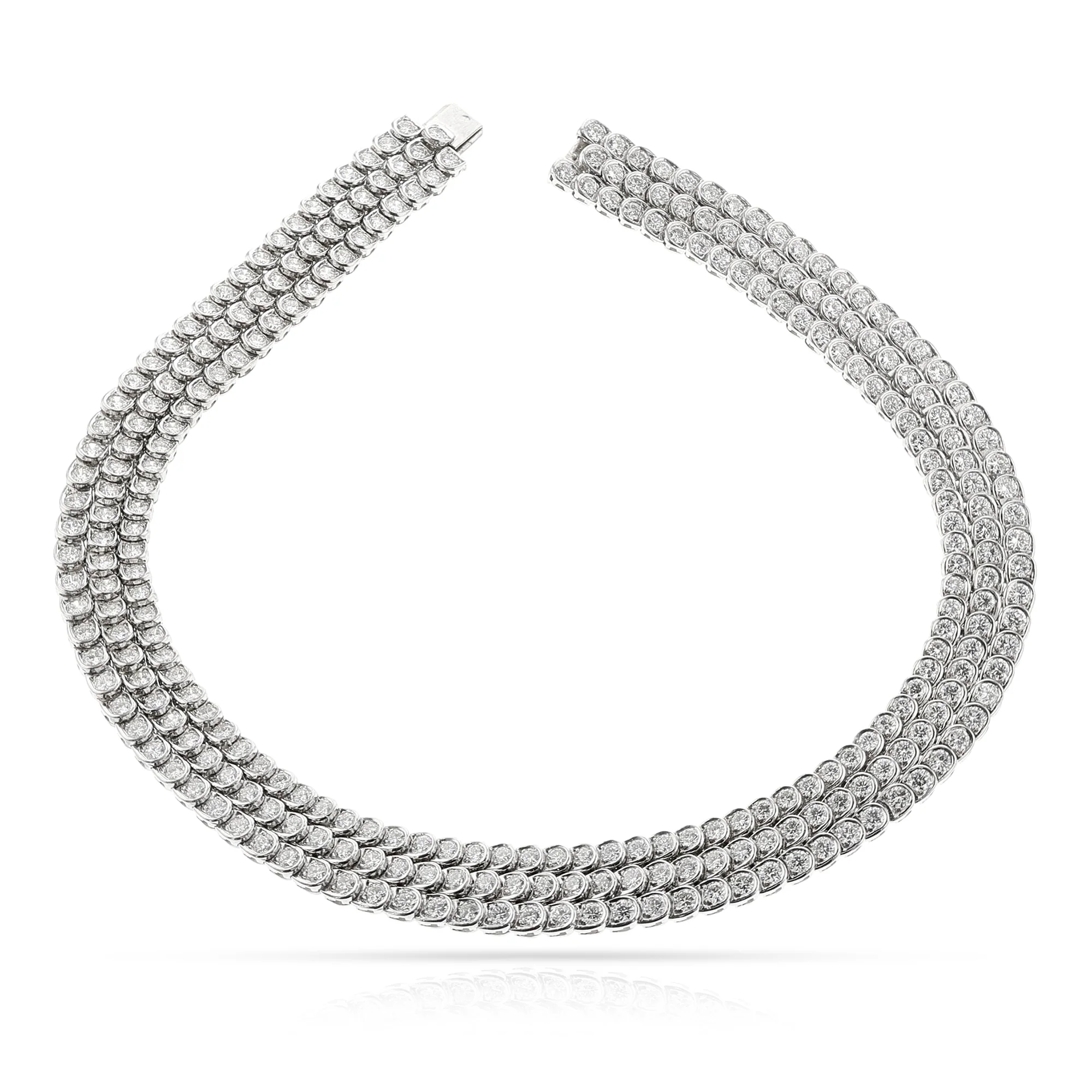 Van Cleef & Arpels Pery et Fils Three Line Diamond Necklace, 18k