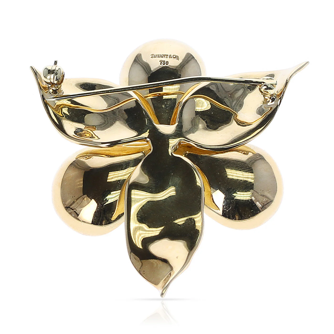 Tiffany & Co. Floral Diamond Brooch, 18 Karat Yellow Gold