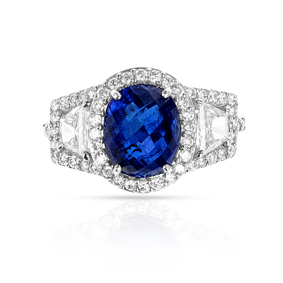 4.64 ct. Unheated Sapphire Ring with Diamonds, Platinum