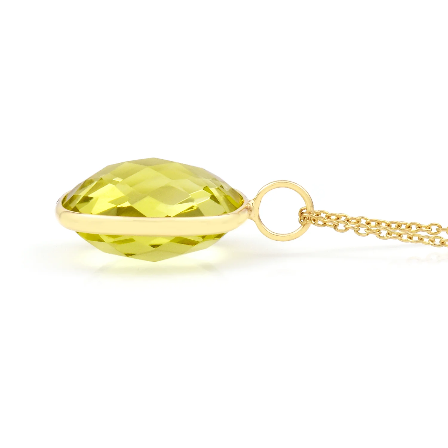 14k Yellow Gold Square Lemon Topaz Pendant
