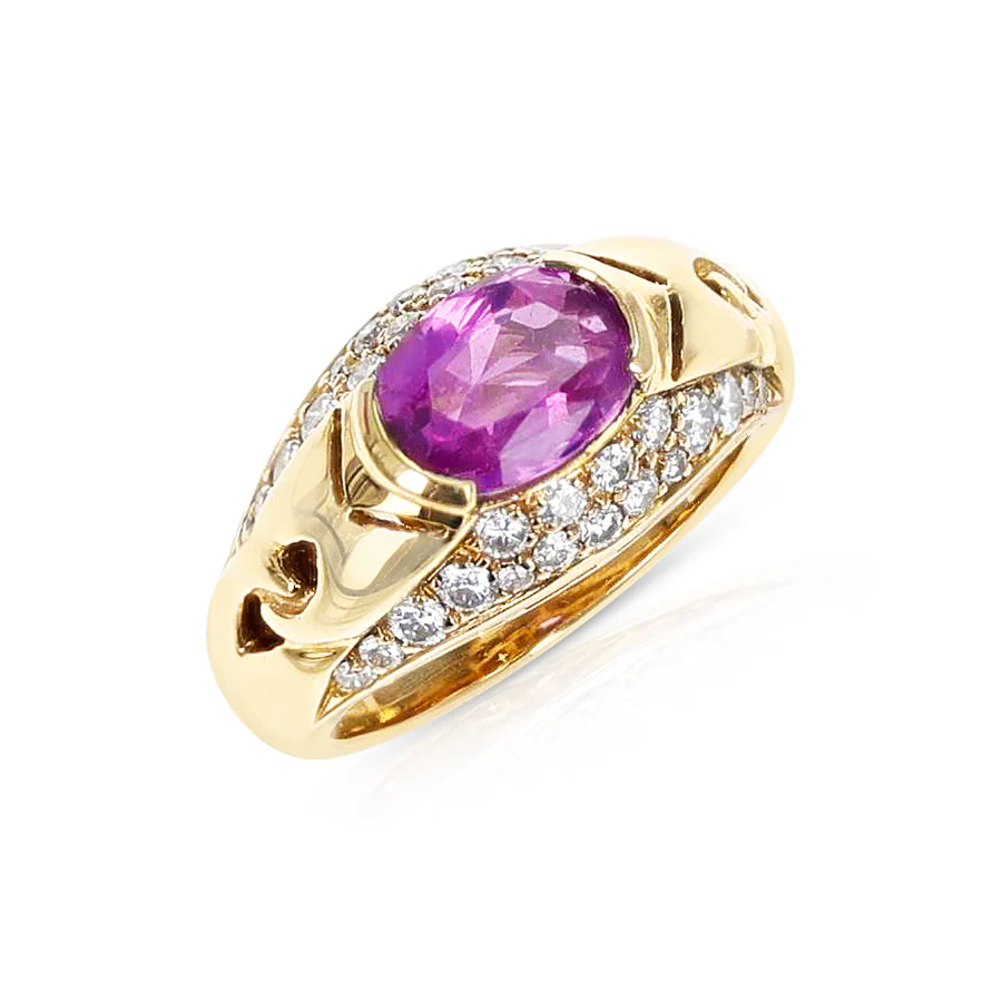 Bvlgari Italy Pink Sapphire and Diamond Ring, 18k