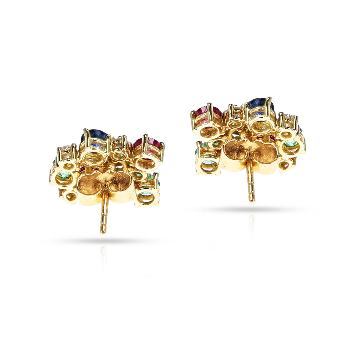 Ruby, Emerald, Sapphire and Diamond Earrings