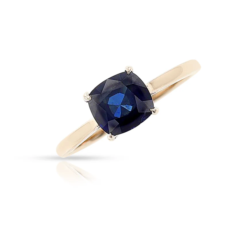 GIA Certified 1.69 ct. Unheated Burma Sapphire Ring with Diamonds, 14k Yellow