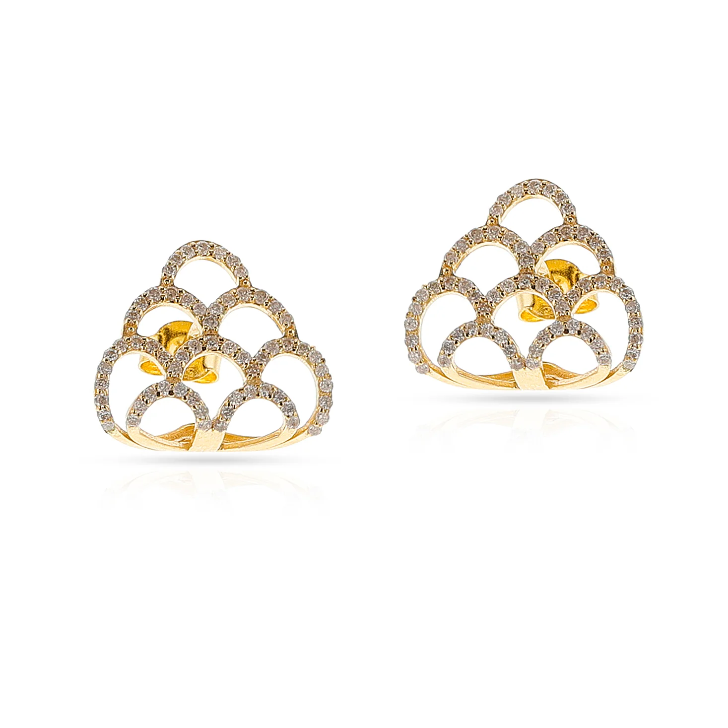 Diamond Pyramid Loop Earrings, 14k