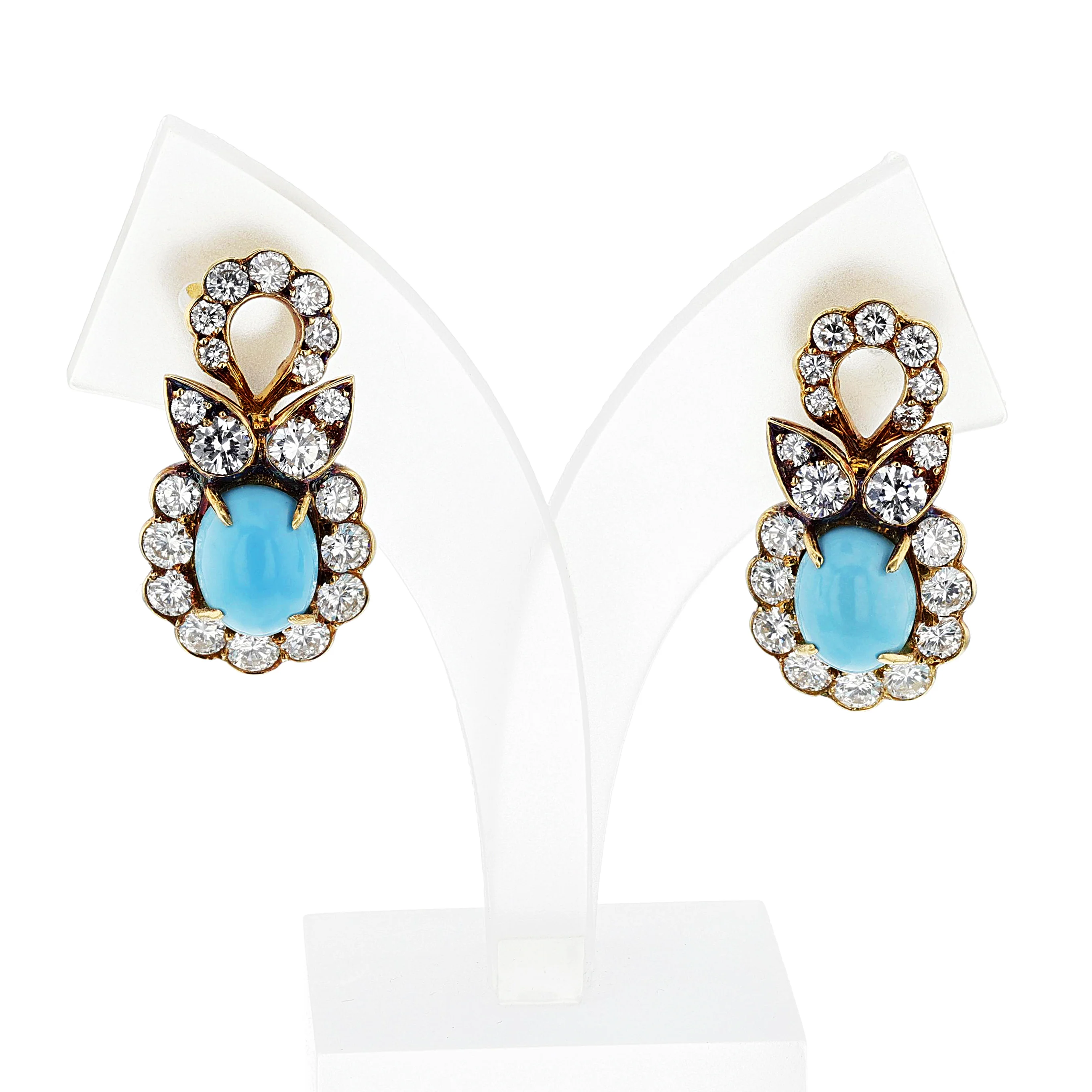 M. Gérard Paris Turquoise, Pearl, & Diamond, 18k Earrings + Necklace Set