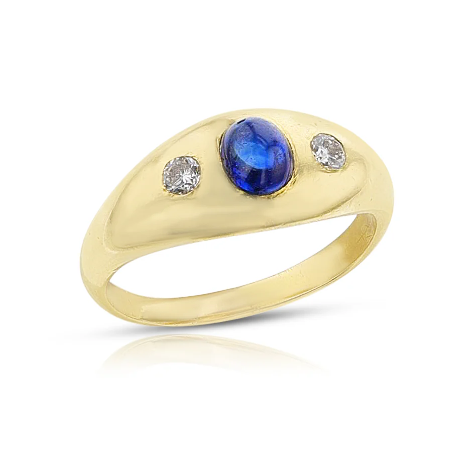 Sapphire Cabochon and Diamond Vintage Ring