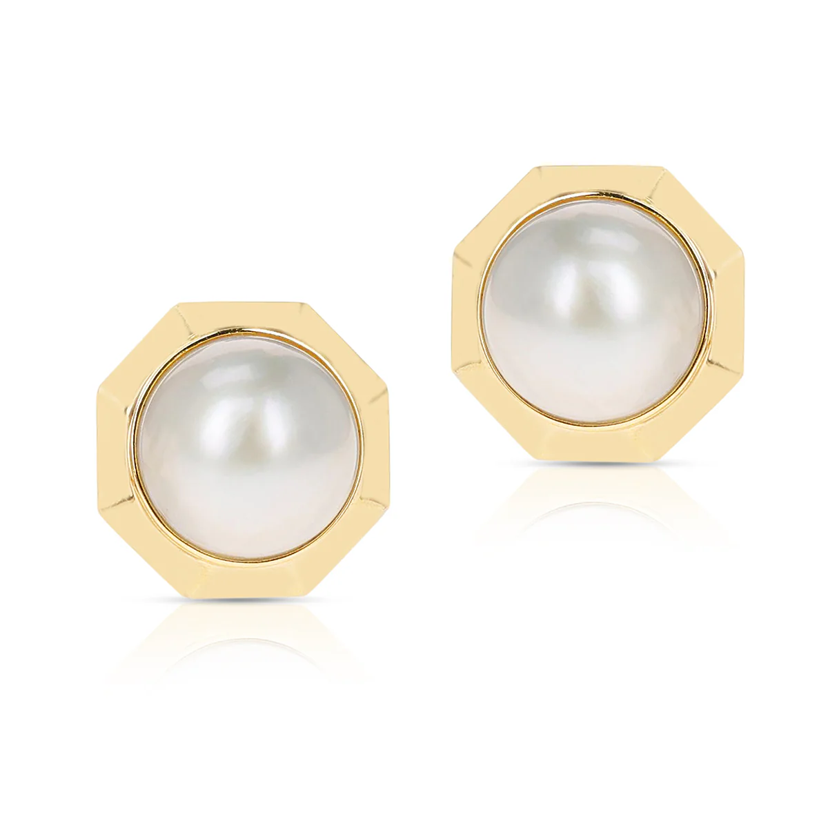 14K Yellow Gold Large Mabe Pearl Earrings