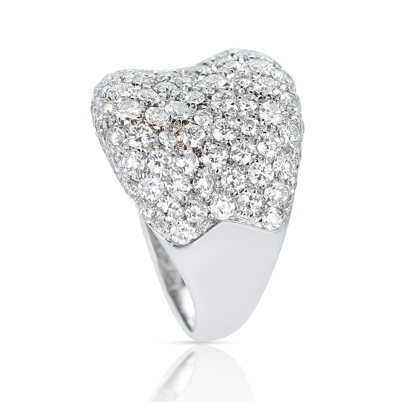 2.50 cts. Diamond Bombe Cocktail Ring, 18k White Gold