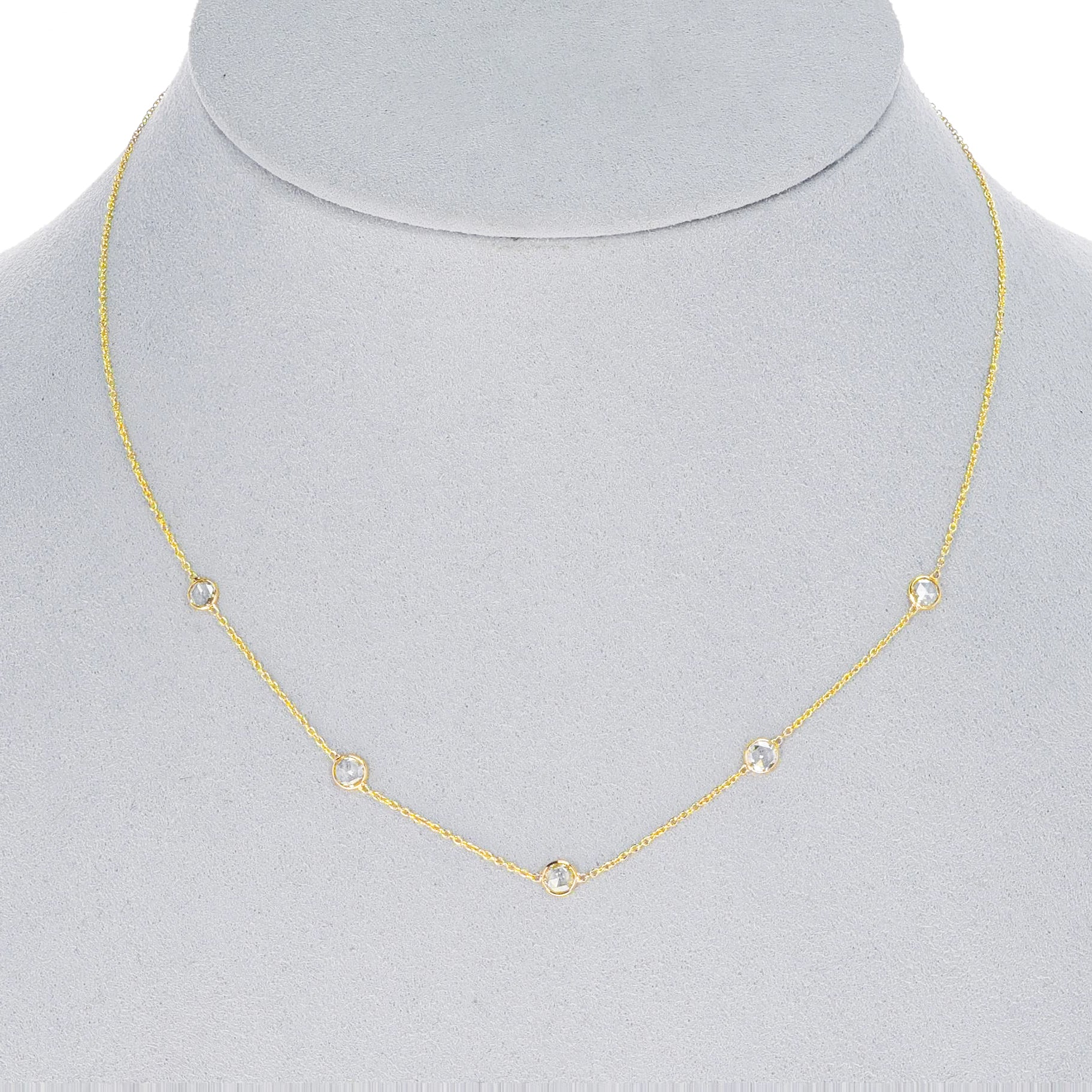 Five Diamond Rose Cut Necklace, 18K