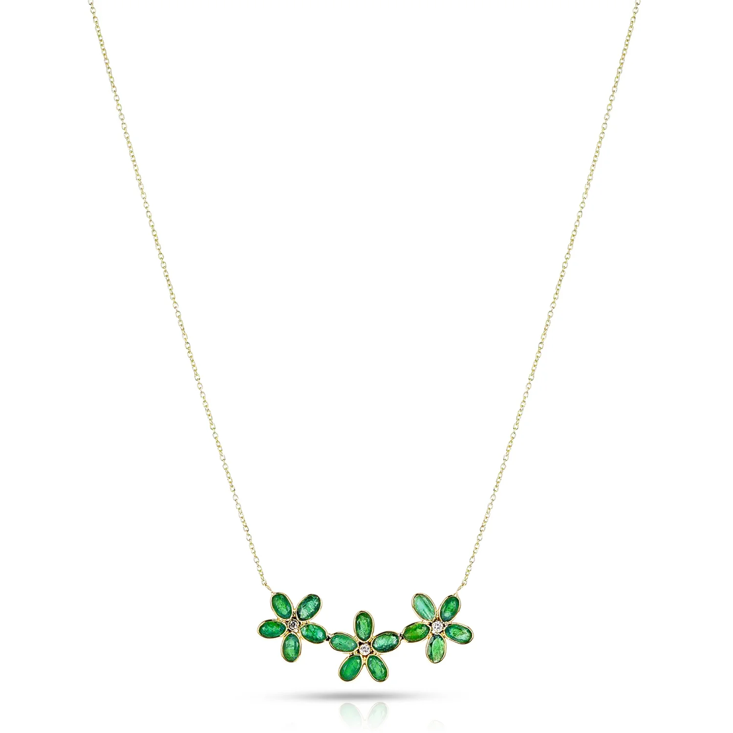 Gemstone Floral Necklace with Diamond, 18k