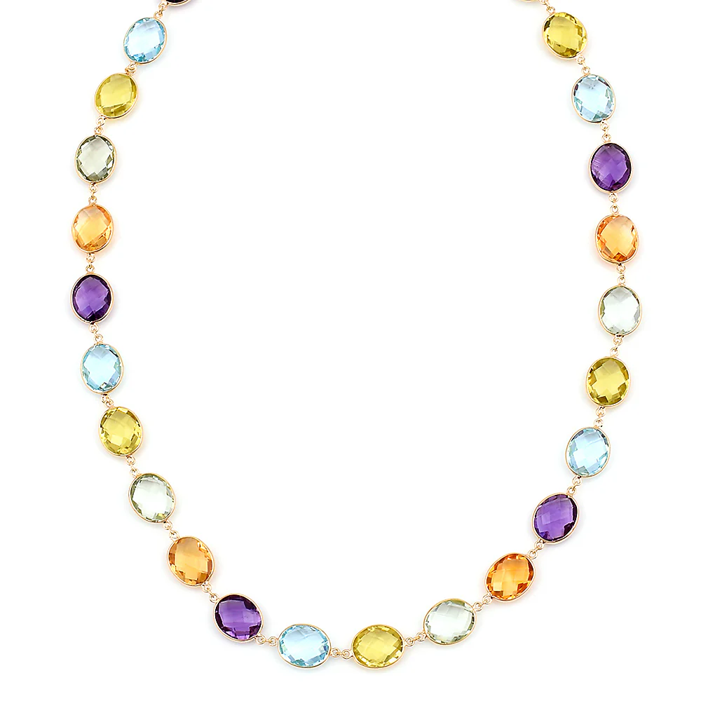 Citrine, Purple and Green Amethyst, Blue and Lemon Topaz, 18k