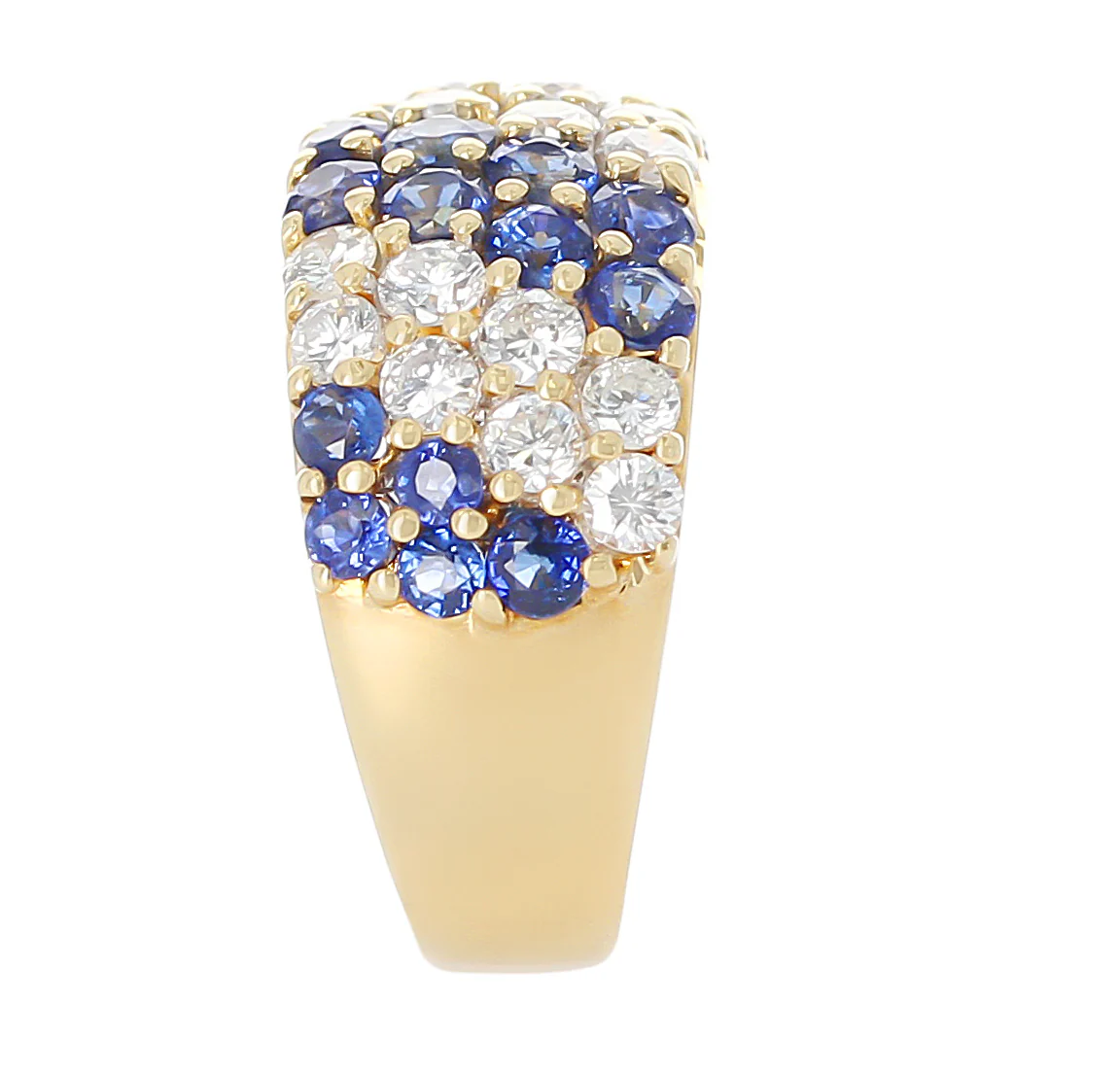 Double Diagonal Sapphire and Diamond Cocktail Ring, 18K Yellow Gold
