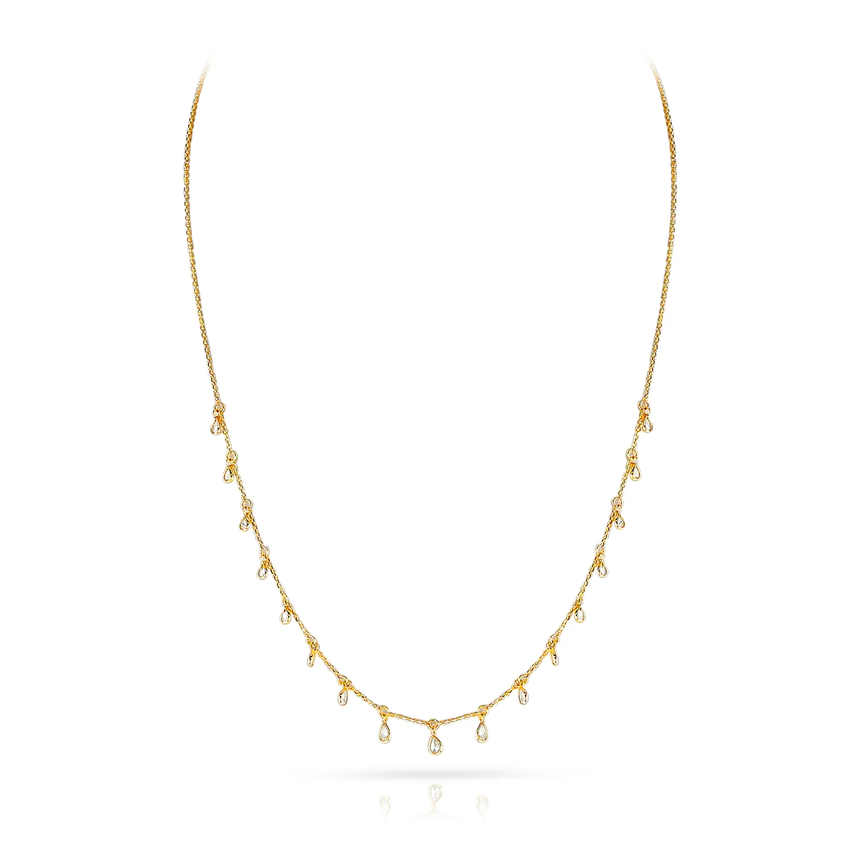 Diamond Rose Cut Drops Necklace, 18k