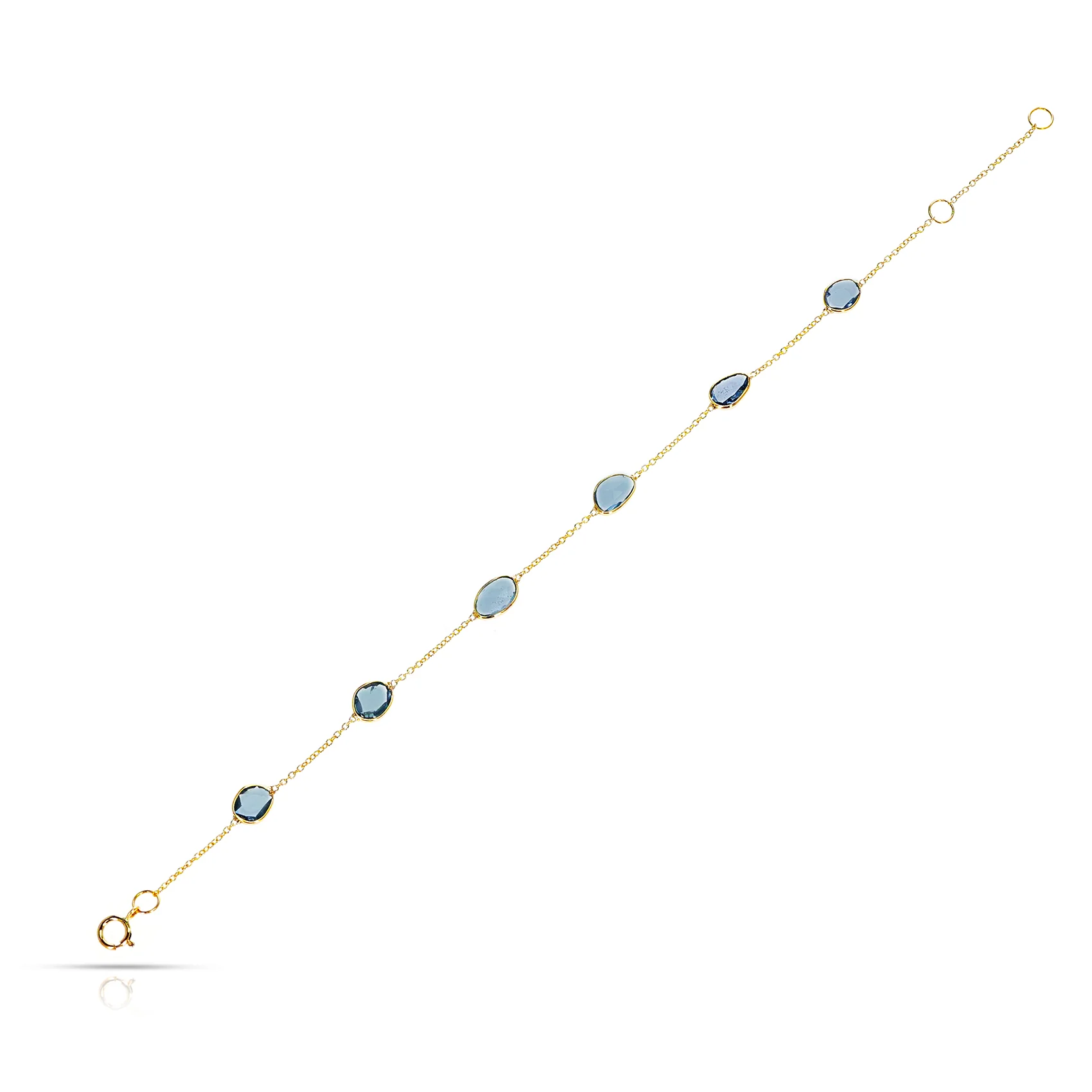 Mixed-Cut Swiss Blue Topaz Bracelet, 18k Yellow Gold