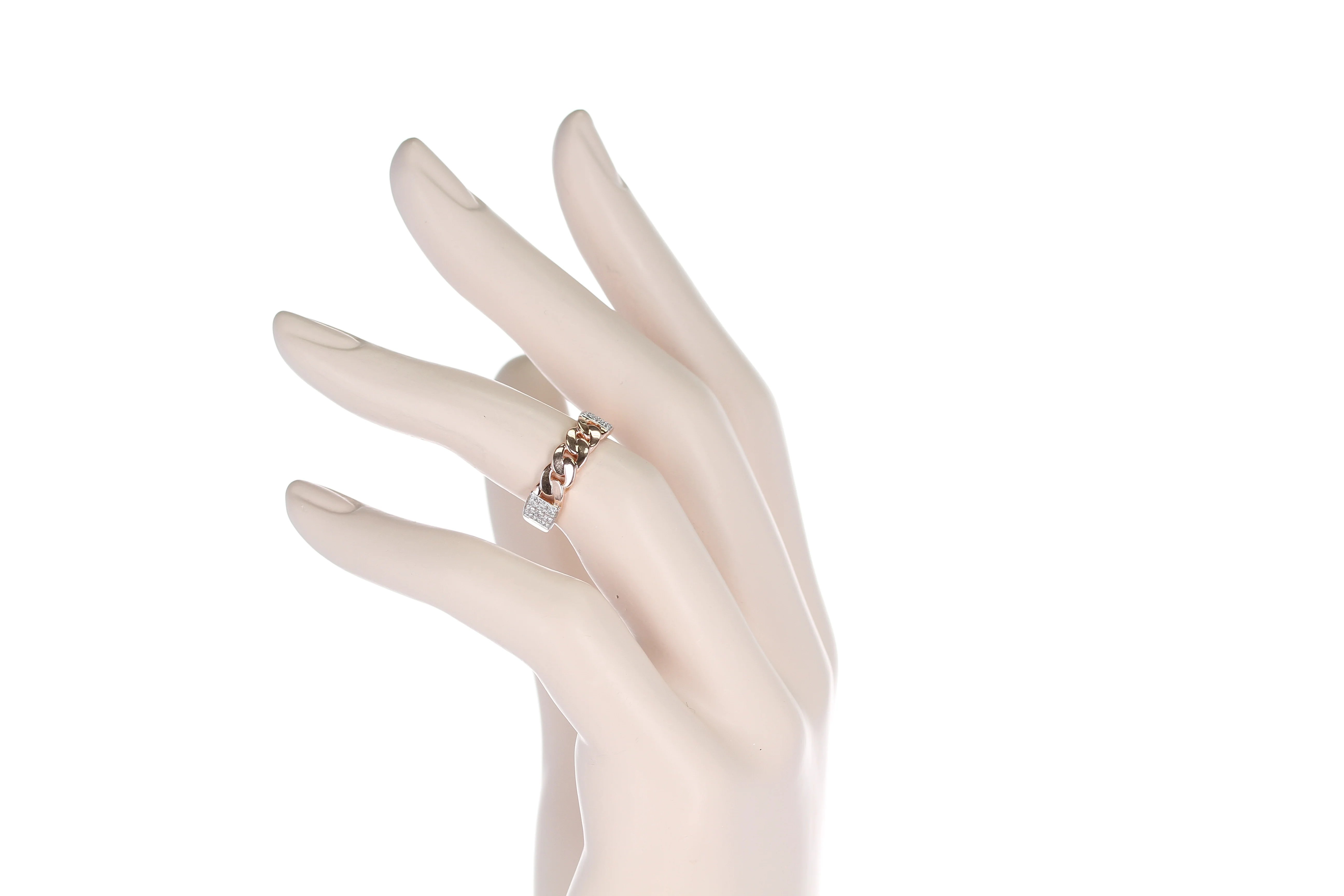 Rose Gold Rope-Style Ring with Diamonds, 14K