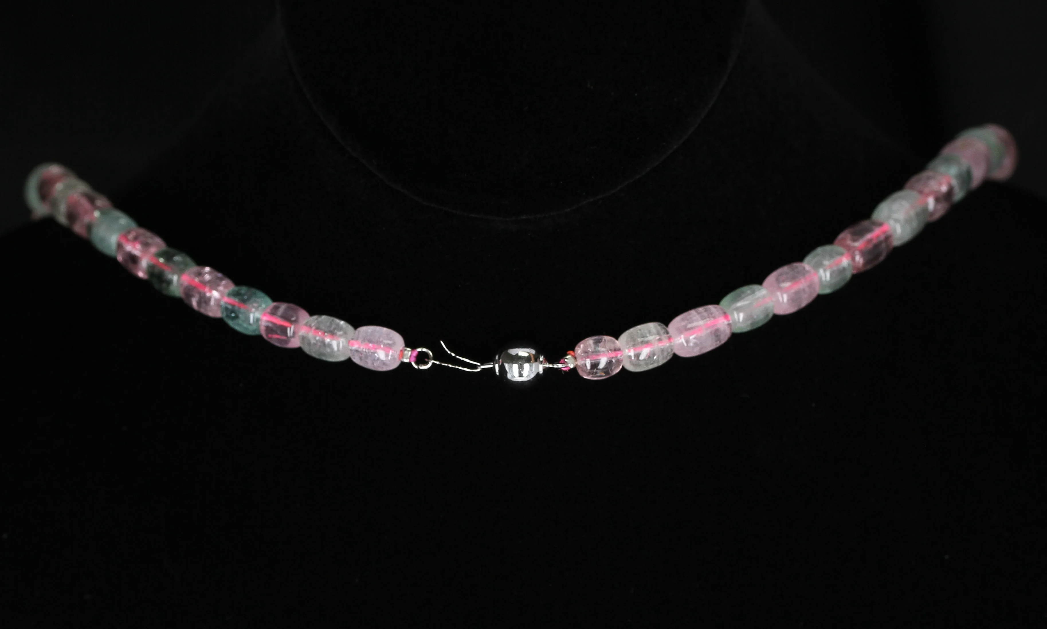Pink and Green Smooth and Tumbled Tourmaline Beads, 14K