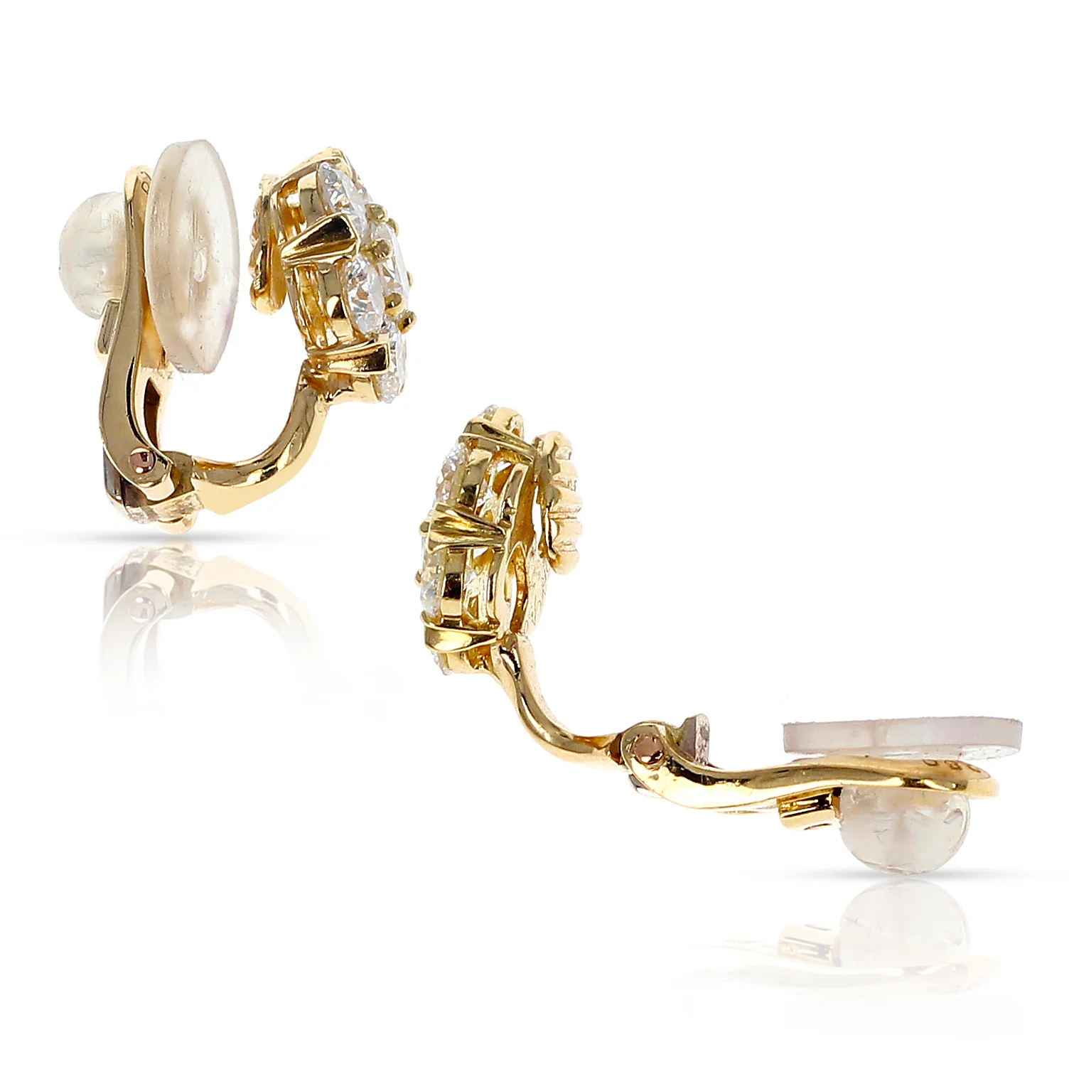 Van Cleef & Arpels 1.50 carats Round Diamond Fleurette Earrings, 18K Yellow Gold