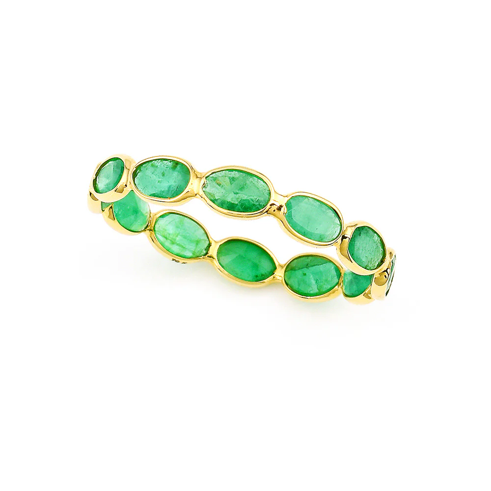 Oval Emerald Horizontal Band, Yellow Gold