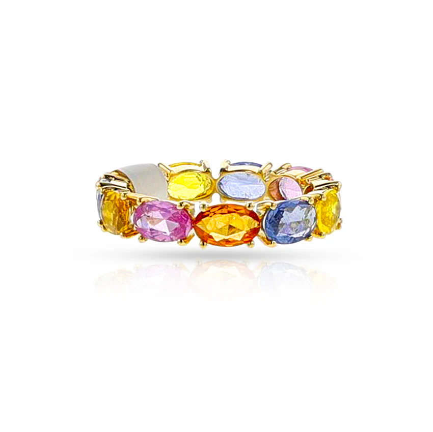 Oval Multi Sapphire Eternity Band, 18K
