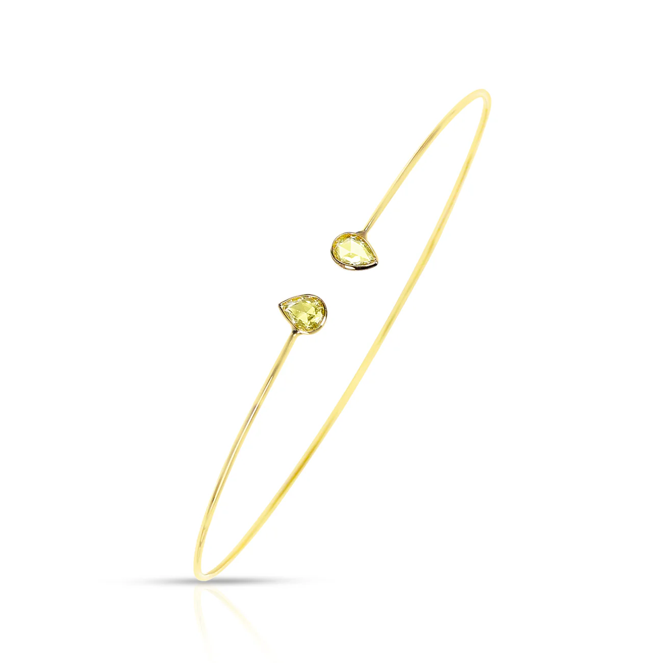 Pear Shape Yellow Diamond Rose Cut Bangle, 18K