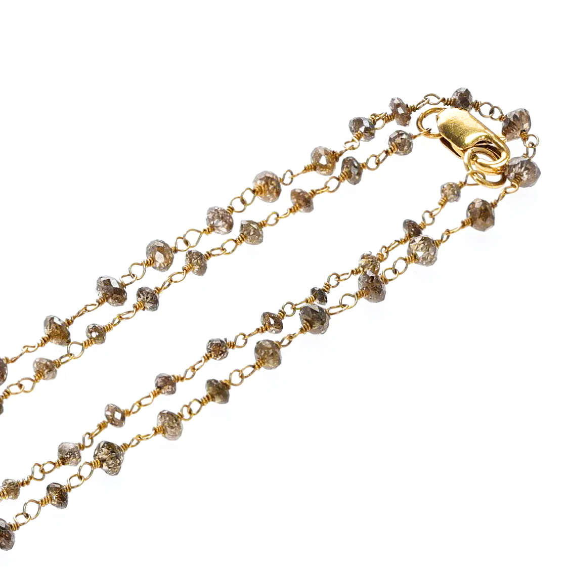 Brown Diamond Faceted Beads Wire Wrap Necklace, 40