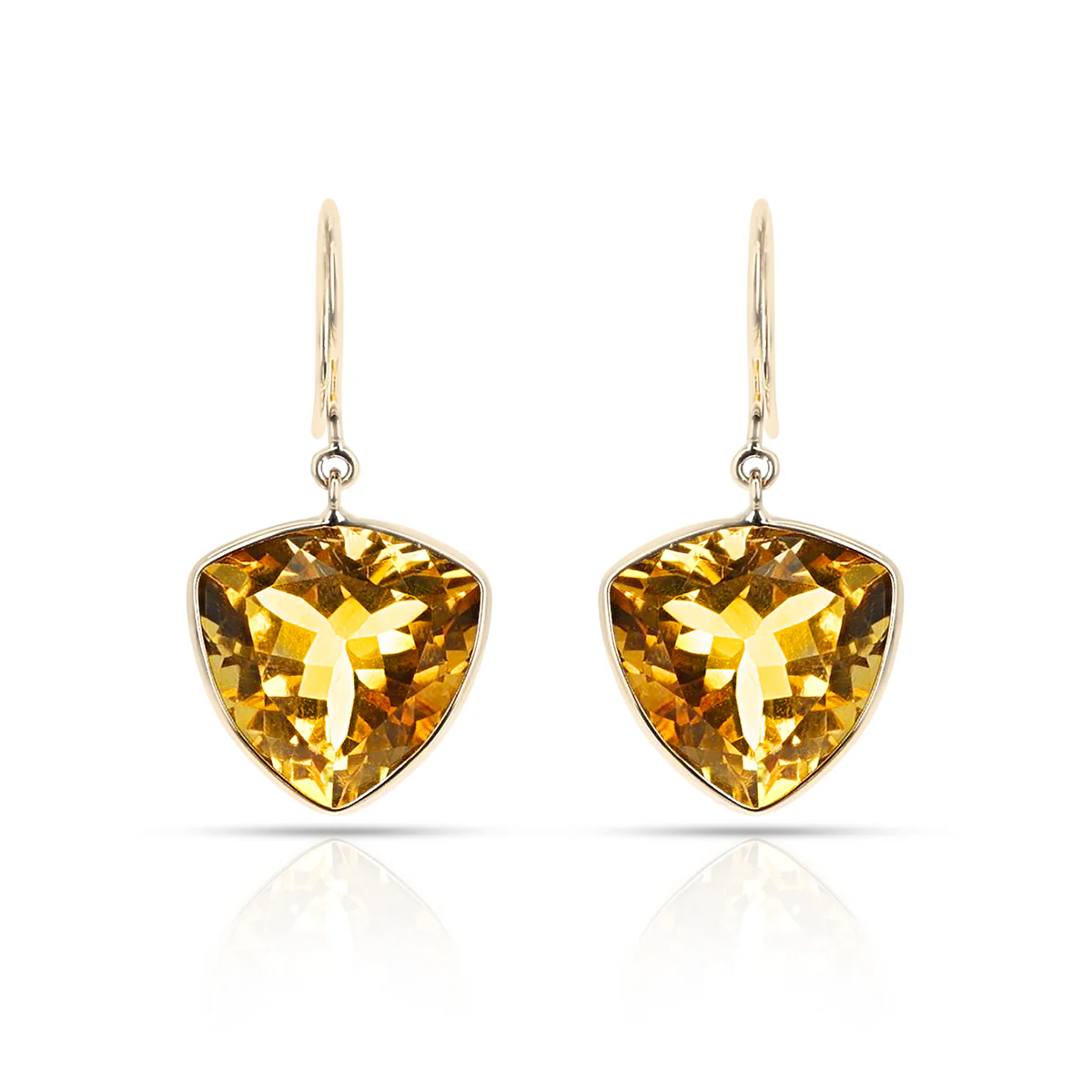 Citrine Cushion Dangling Earrings made in 18 Karat Yellow Gold
