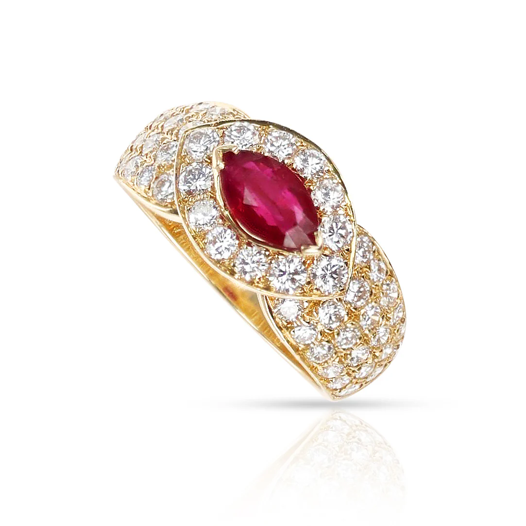 Van Cleef & Arpels Marquise Ruby and Diamond Ring