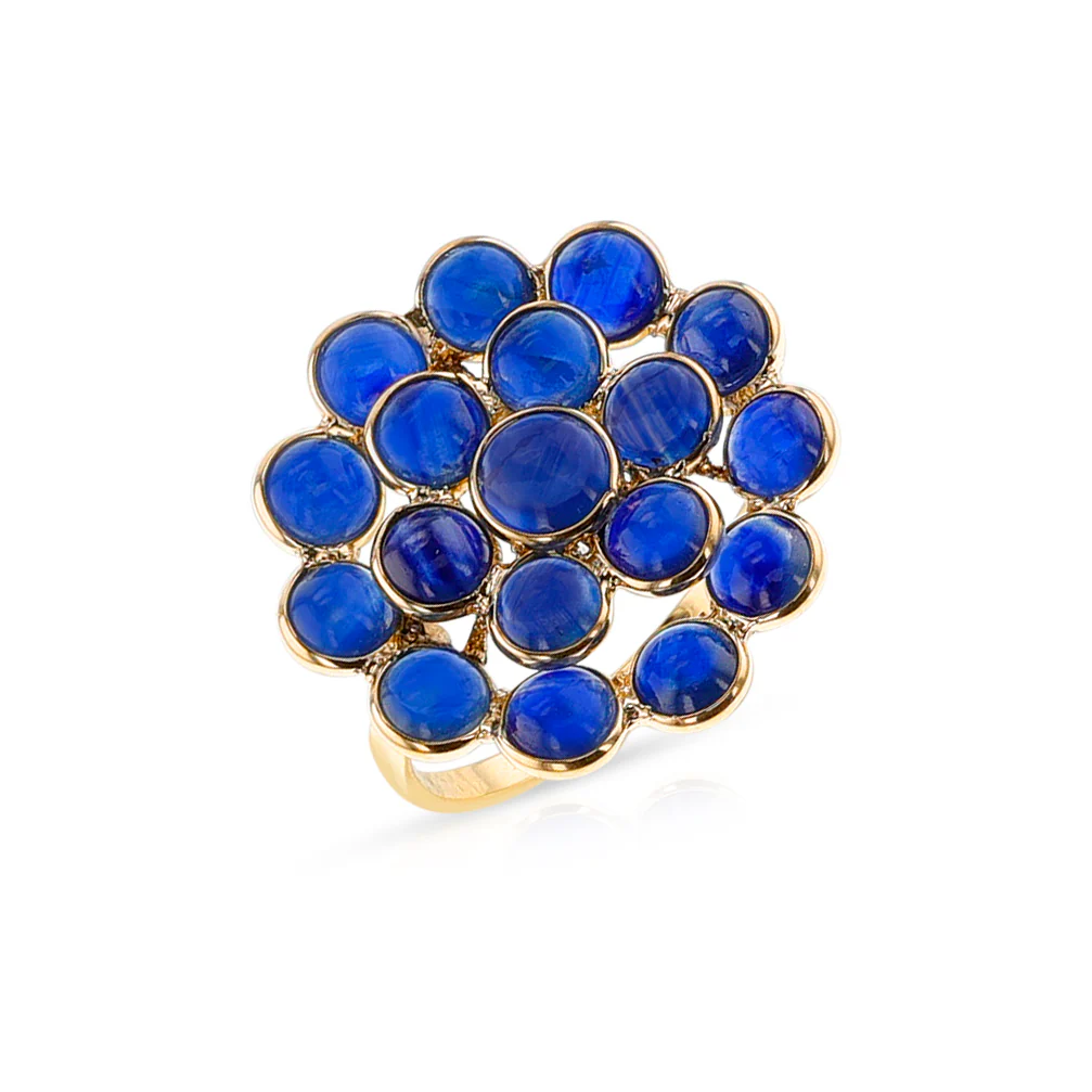 Sapphire Cabochon Floral Cocktail Ring, 18k