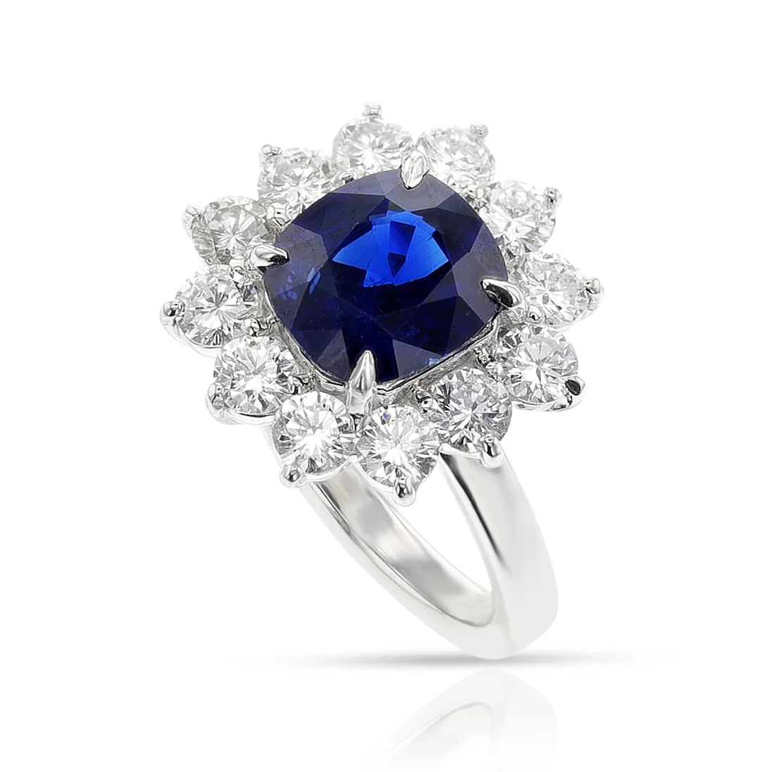 GIA Certified 2.70 ct. Unheated Burma Sapphire and Diamond Ring, Platinum