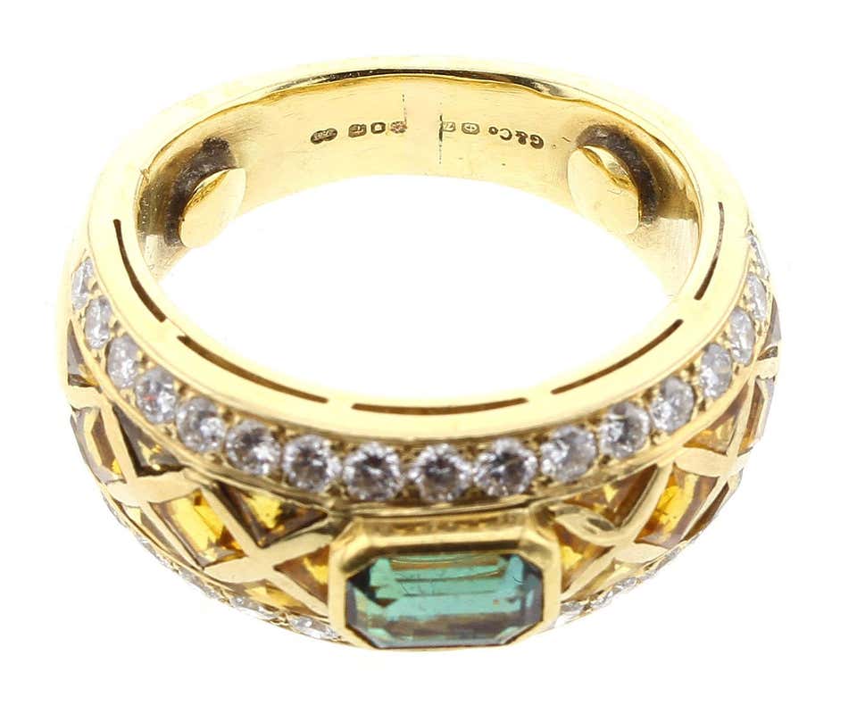 Alexandrite Ring with Citrine and Diamonds, Signed Garrard
