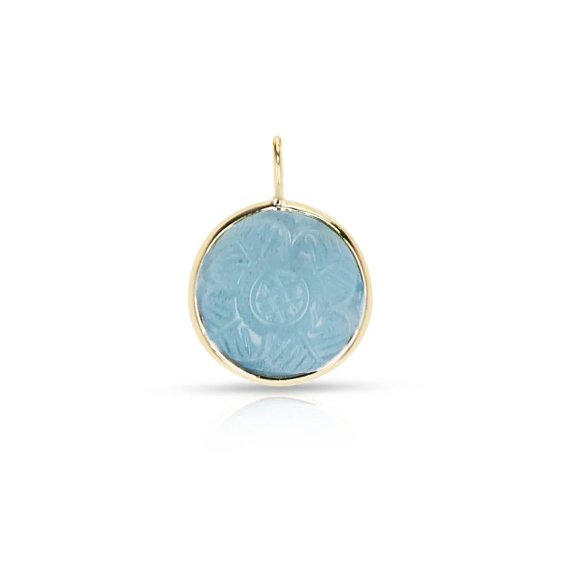 Carved Aquamarine Pendant, 14k