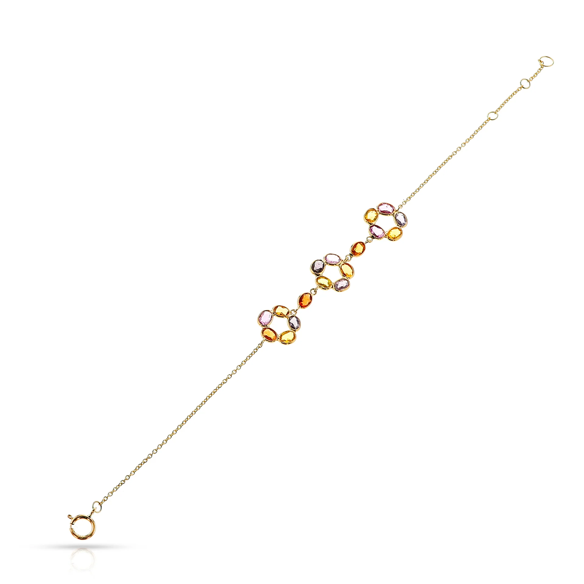 Multi-Sapphire Circle Trio Bracelet, 18k