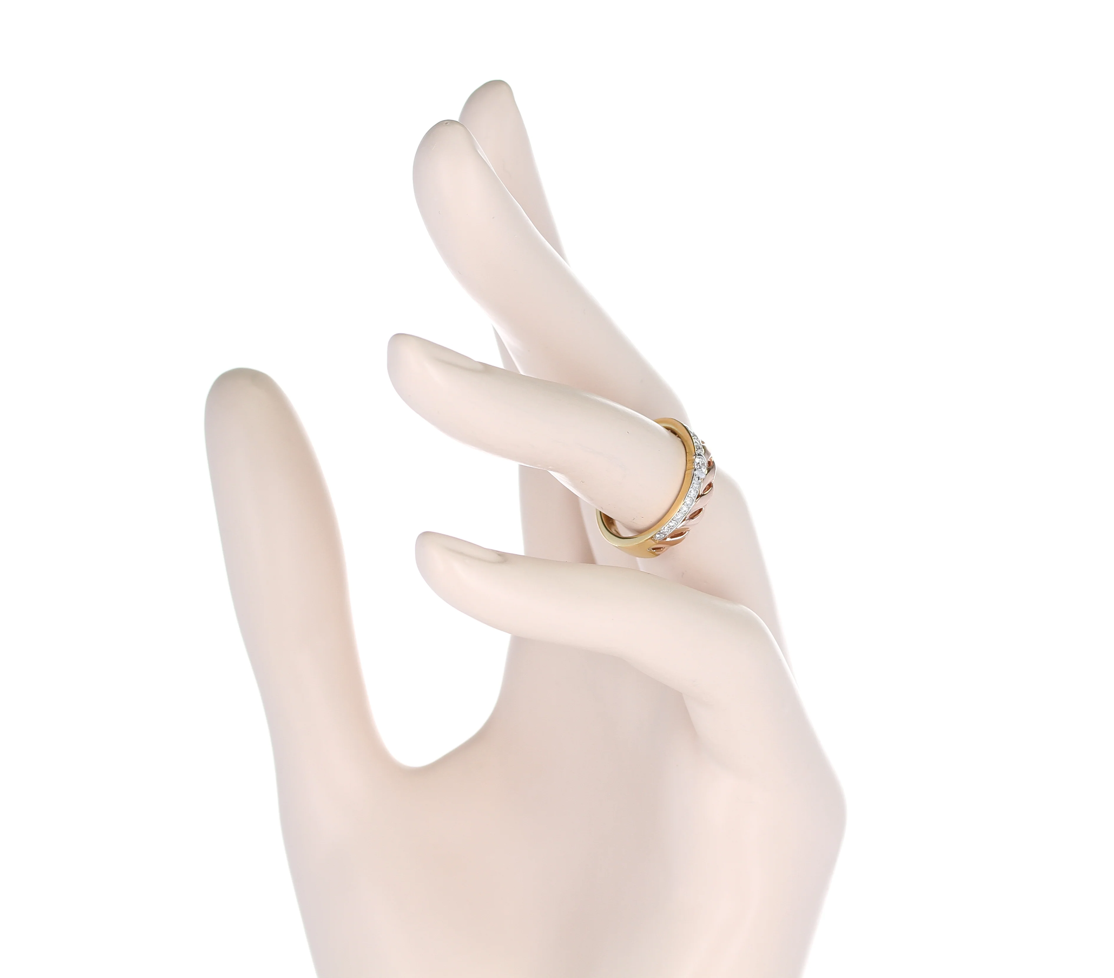 Duo Stack Ring with Fusion Yellow and Rope Rose Gold with Diamonds, 14K